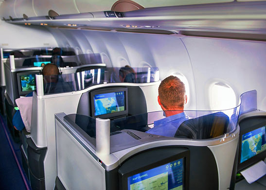 passengers surfing the internet on JetBlue's Fly-Fi broadband