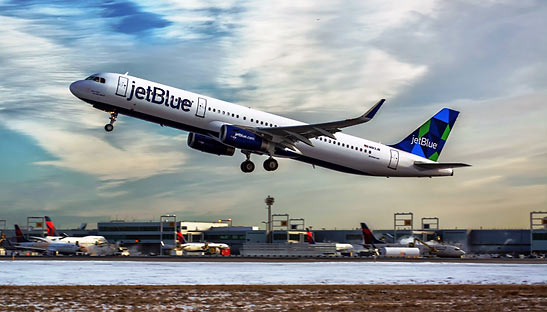 JetBlue aircraft taking off