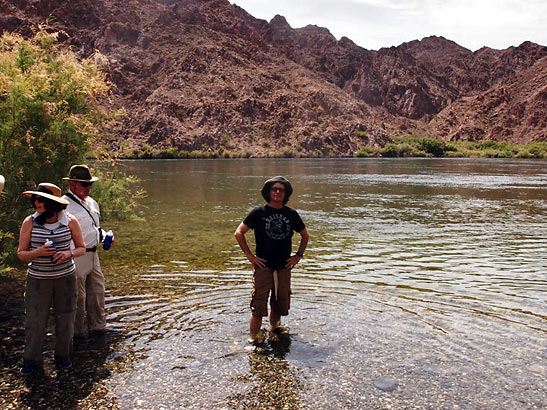 writer taking a dip at Lake Mohave