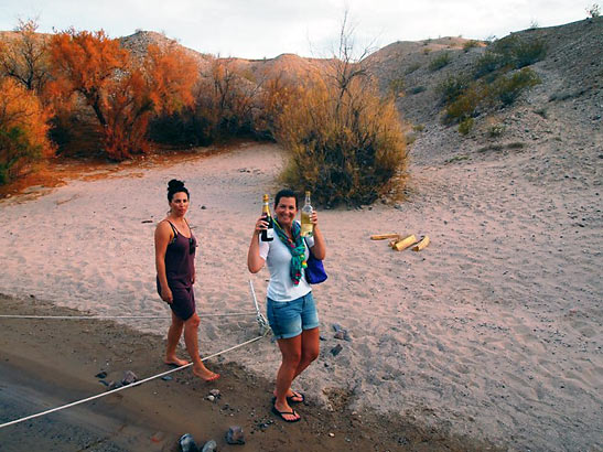 vacationers at a sandy beach, Lake Mohave