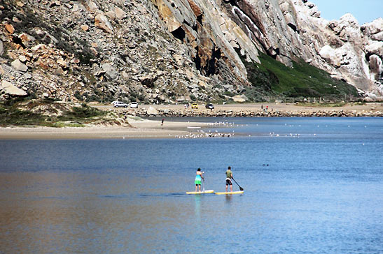 view of paddle boarders at Morro Bay coast from Anderson Inn