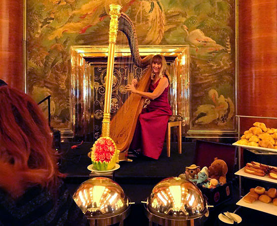 harpist performing at the Queen Mary's Sunday Brunch