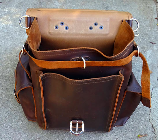 view of exterior front pocket of squared backpack