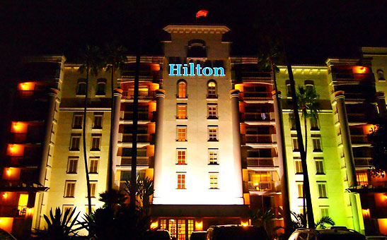 the Hilton San Diego Resort and Spa at night