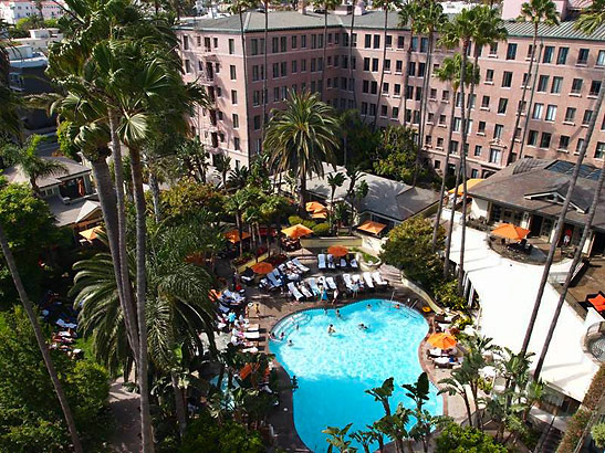 Miramar Hotel and Bungalows showing pool in the foreground