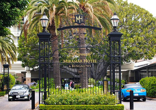 entrance to the Fairmont Miramar Hotel & Bungalows