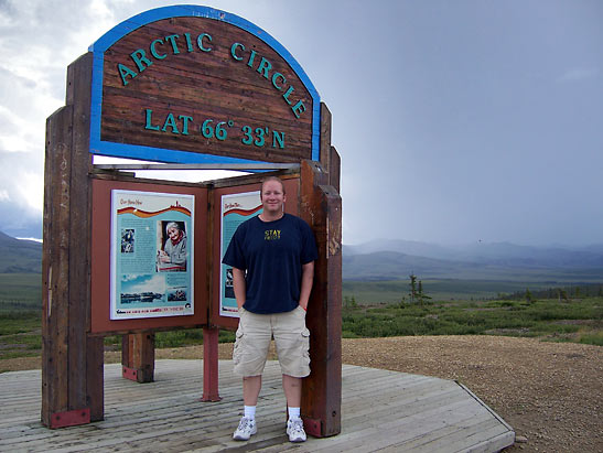 the writer at the Arctic Circle