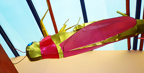 paper locust on the ceiling of the Typhoon Restaurant