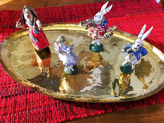 figurines on a tray