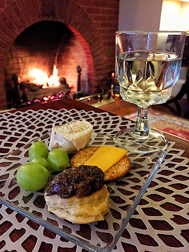 appetizers and fireplace