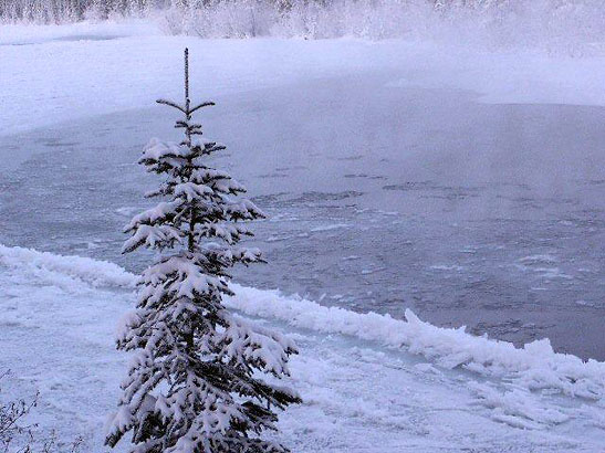 snow closing up the Delta Clearwater River