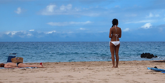 bathers at the Hapuna State Beach, Kona