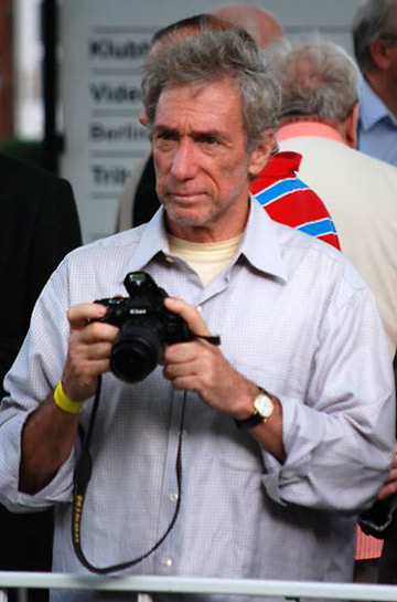 the writer with a camera at the Hoppegarten Racetrack