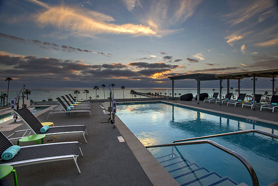 sunset by the pool at SpringHill Suites by Marriott, Oceanside