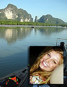 writer and scene from Krabi