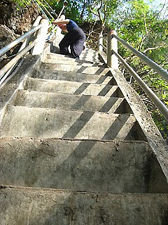 part of the 1,237 steps leading to the limestone mountain