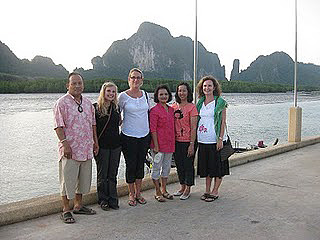 the writer with friends in Krabi
