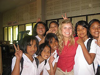 the writer with Thai 4th graders