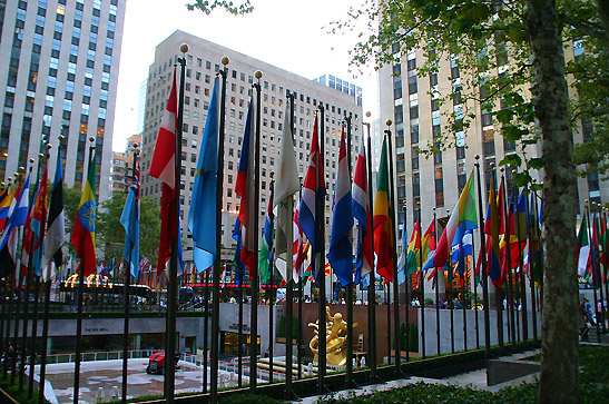 flags at the Rockefeller Center