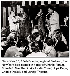 newspaper clipping on the Birdland opening, 1949