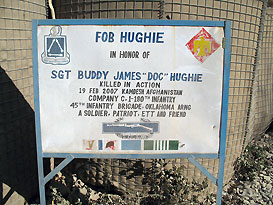 signboard at Camp Hughie entrance