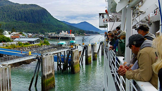 the port at Wrangell viewed from an Alaska Marine Highway ship coming in to dock