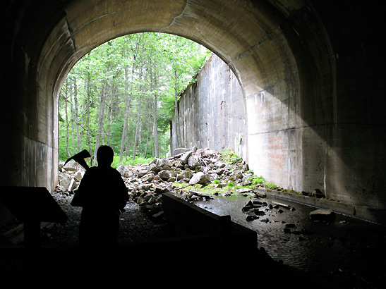 Alex with ax in one of the tunnel