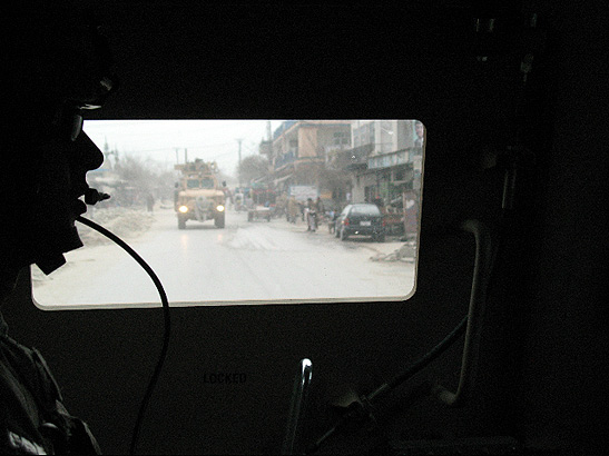 another view of a Jalalabad street from inside an MRAP