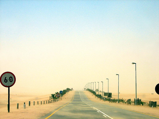 the B2 or Trans-Kalahari highway passes through the Namib desert