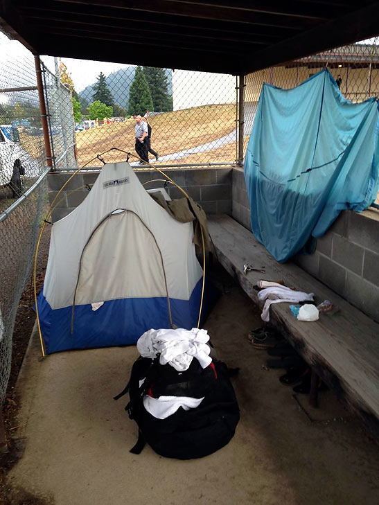 the writer's tent at the Riddle spike camp