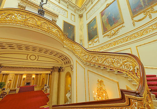 the Grand Staircase inside Buckingham Palace