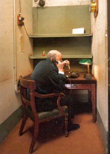 wax figure of Churchill at his desk, Churchill Museum and Cabinet War Rooms