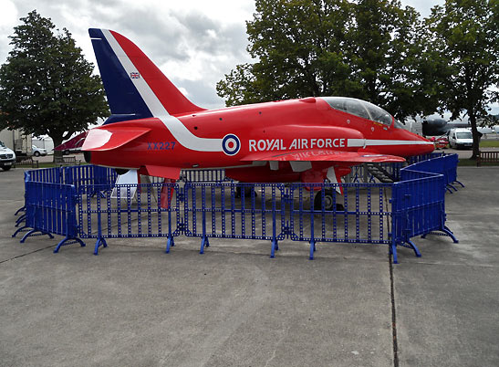 Hawk T1 trainer with RAF Red Arrow display team markings, Imperial War Museum Duxford