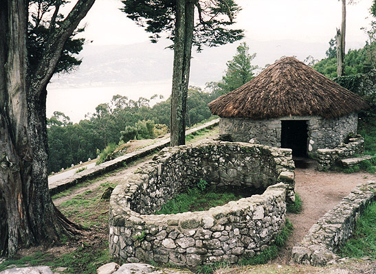 stone house in Castro de Santa Tegra, Galicia, Spain