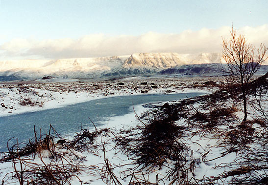 snowy river scene, Iceland