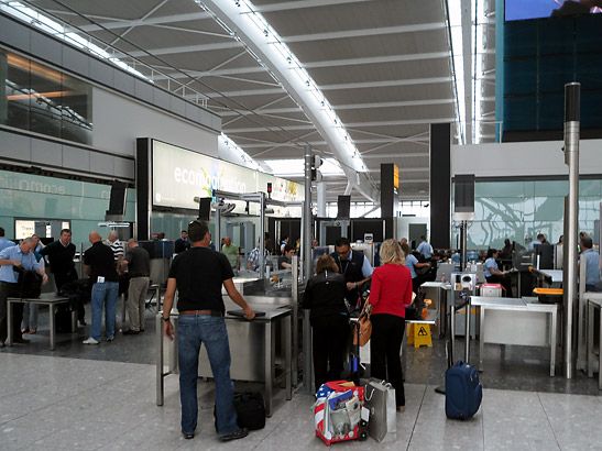 security search at Heathrow Airport, London