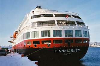 front view of a Hurtigruten cruise ship