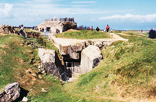 destroyed German concrete blockhouse at Pointe du Hoc, Normandy, France