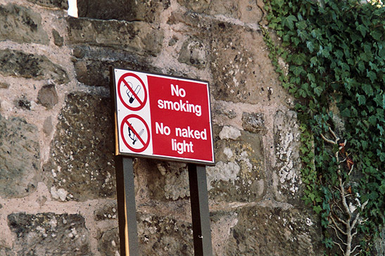 sign near a historic ruin in England