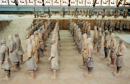 restored state of several Terra Cotta Warriors