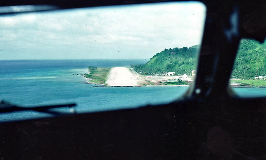 the runway at Truk in 1977 as seen from an approaching aircraft
