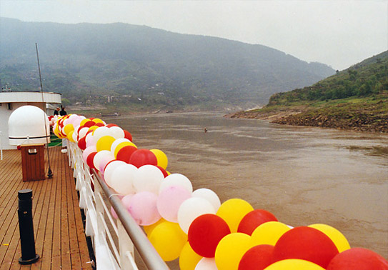balloons on Viking River Cruise ship on the Yangtze River, China