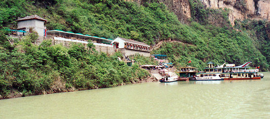 cliffside restaurant along the Yangtze River