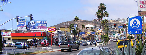 typical street scene in downtown Ensenada