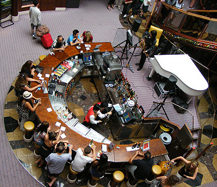 aerial view of the casino room