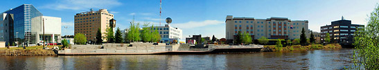 downtown Fairbanks with the Chena River in the foreground