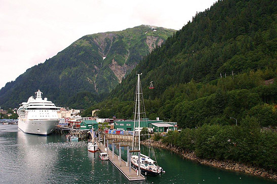 cruise ship docked at Juneau port