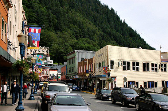 view along one of the streets inside Juneau