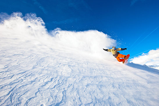 snowboarding on Mammoth Mountain