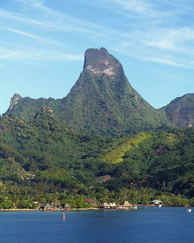 green mountains and beach, Moorea